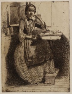 Etching:Gretchen at Heidelberg 1858