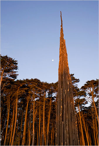 goldsworthy2 100 ft. tall spire, Presidio National Park, San Fransisco