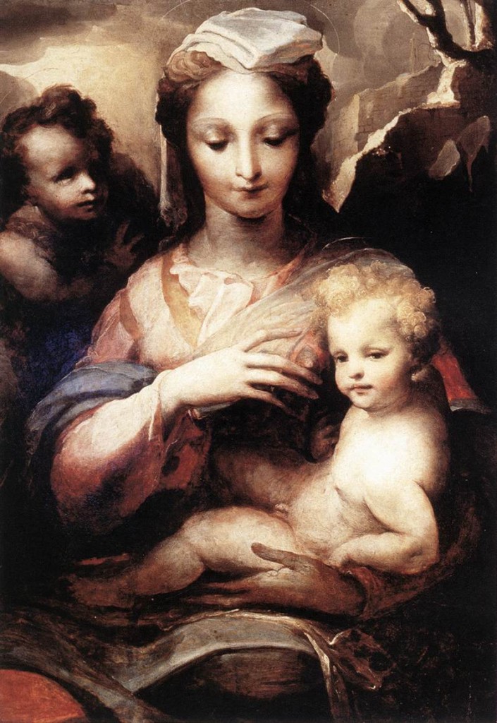 Madonna With the Infant Christ and St. John the Baptist. Domenico Beccafumi ( 1486-1555)