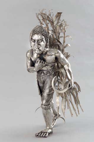 Harvesting in the Sacred Valley A Peruvian Indian harvesting corn. Sterling Silver 925 AD