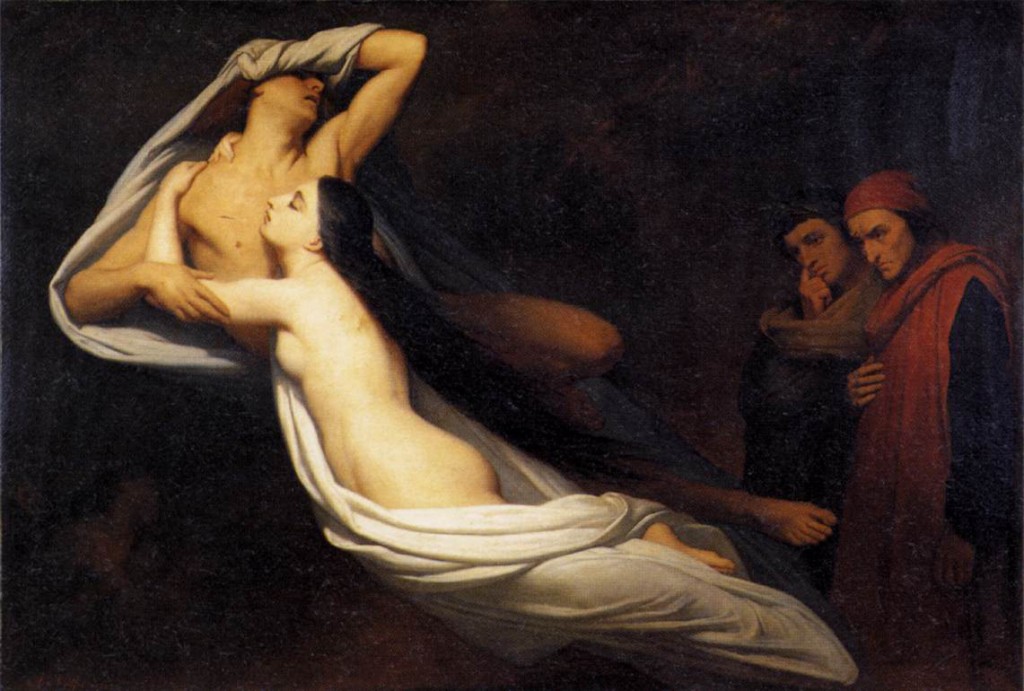 Ary Scheffer. Ghosts of paolo and Francesca Appear to Dante and Virgil