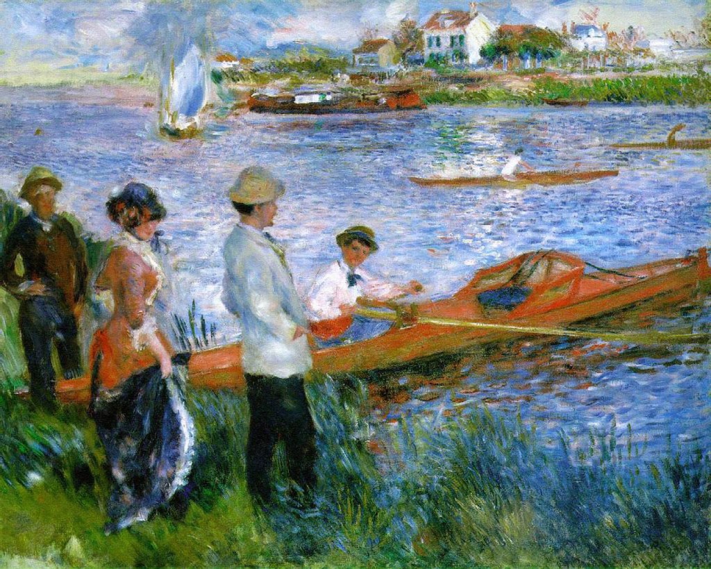 Renoir, Oarsmen at Chatou. The man in the foreground in Gustave Caillebotte, part time painter and wealthy painter
