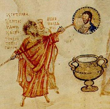 ''Whitewashing over icons during the height of the Byzantine iconoclasm controversy.''