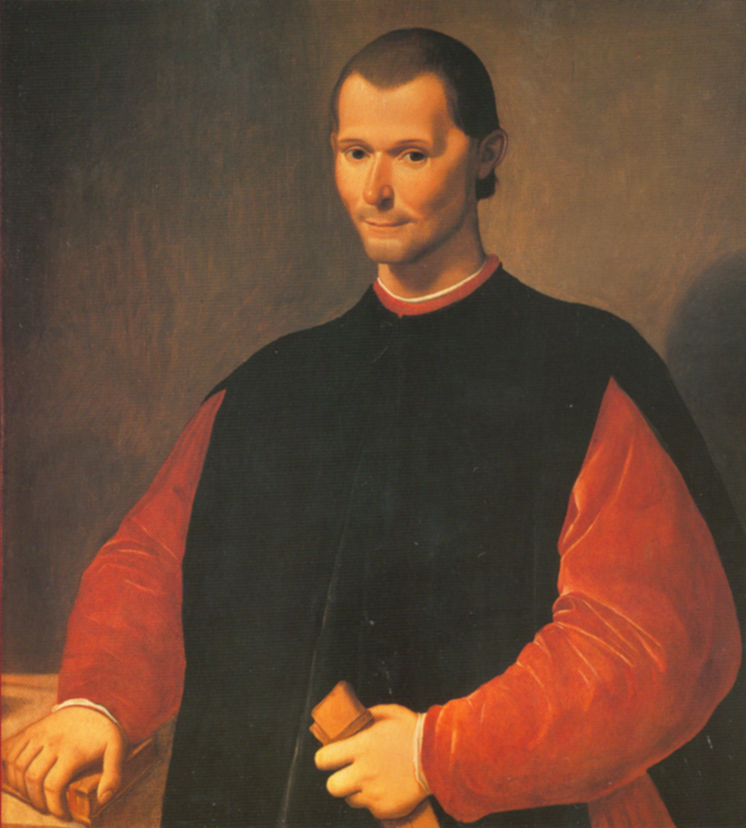 Grasping hands and a secretive half smile mark Santo di Tito's portrait of Machivelli, likely painted after is death.lli