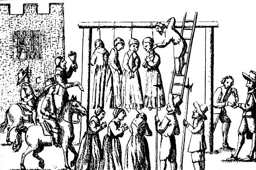 Witch hanging. 1678. England