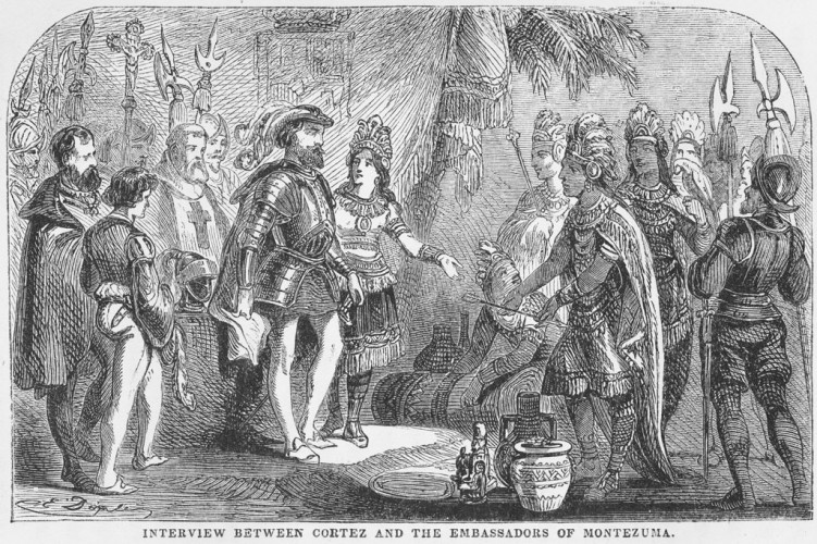 ''The Cholultec chiefs received Cortés coolly, and warned him that Montezuma had commanded him to go no further; he was not welcome in Mexico. Cortés also discovered that Montezuma had ordered that the Spanish not be fed by the Cholultecs, a development that greatly alarmed the Spaniards. ''