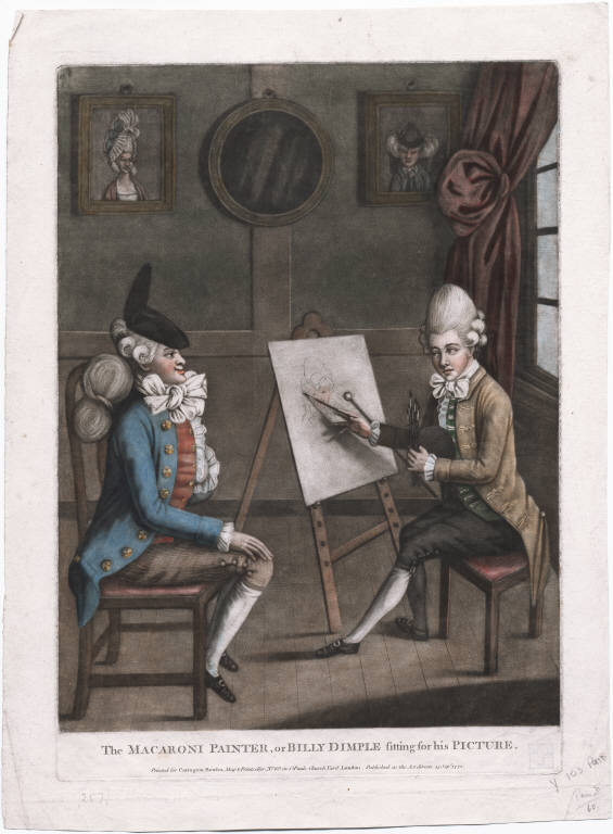 Robert Dighton, 1772. ''The Macaroni Painter is Richard Cosway, R.A., known for his foppish dress. The sitter, in full Macaroni regalia, appears entirely satisfied with himself.''