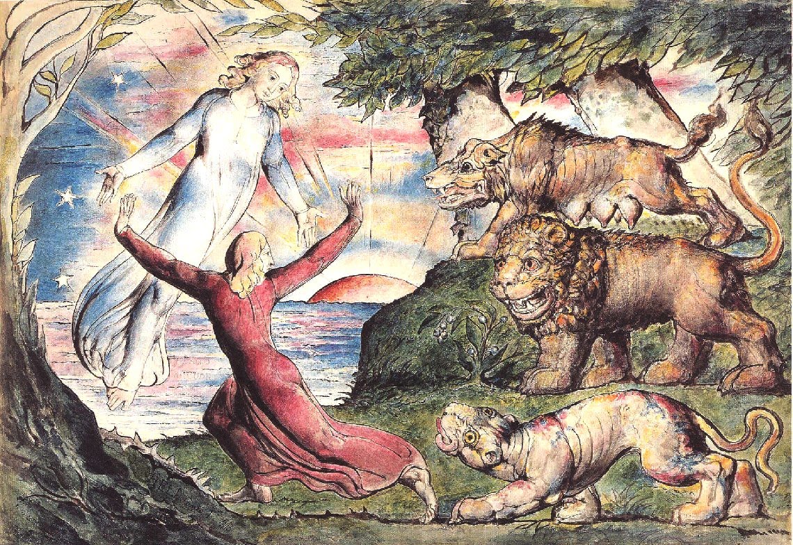 ''William Blake’s final, unfinished series of pictures was a set of illustrations for Dante’s Divine Comedy. Letters, marginal notes, and other comments by Blake indicate that while he respected Dante as a thinker and poet, he did not agree with Dante’s theology. It is my contention in this paper that Blake intended his Dante pictures as “corrections” to the text of the Comedy, not merely as illustrations. ''