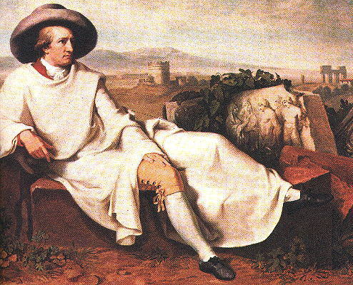 (W. Tischbein - Goethe in the Roman countryside, in the background Cecilia Metella's tomb)