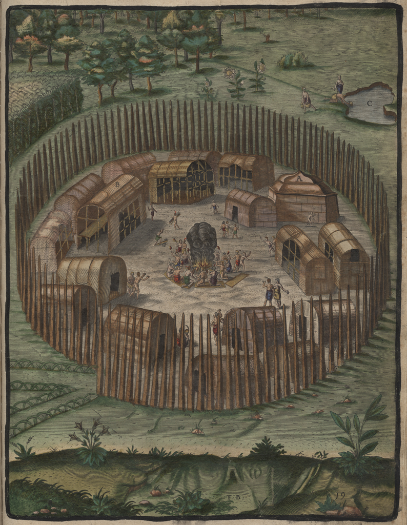 Contact-era Algonkian Pomeiooc Village, NC Coast, ca. 1590. Geoff Mangum