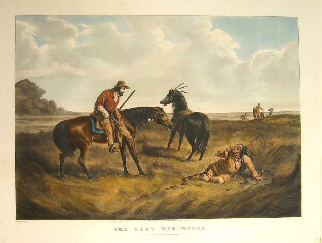 "The Last War-Whoop." By A.F. Tait. N. Currier, 1856. Large folio. 18 x 25 1/2. C:3457. $6,850
