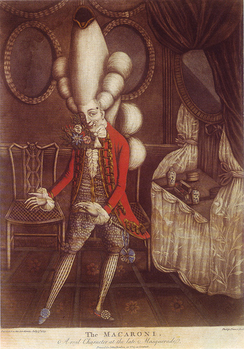 ''The Macaroni. A Real Character at the Late Masquerade  Mezzotint by Philip Dawe; printed for John Bowles in 1773''