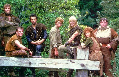 ''Robin Hood is not a lone outlaw but the leader of a trained band of fighters. And it's a good thing too. Robin's a reckless lad sometimes. He'll sneak into Nottingham once too often and get caught by the sheriff. Or he'll pick a fight with the wrong traveller. And when the going gets rough, Robin blows three great blasts on his horn. That's when his Merry Men appear. Some say they are a small group of outlaws. Others say there were 140 or 150 Merry Men in Robin's band. Some tales even say there were 300 stout fellows in the band. Whatever the case, if it weren't for these sturdy yeomen (and yeo-women), Robin wouldn't last a week.''