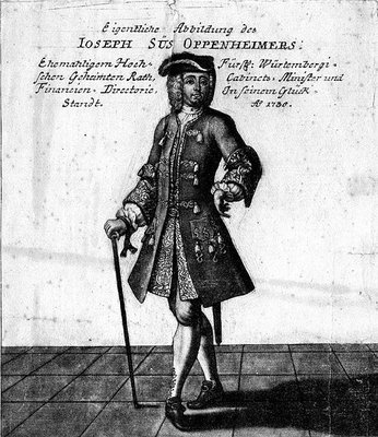 "Le vrai Josef Süss Oppenheimer, supplicié à Stuttgart en 1738, après être tombé en disgrâce "