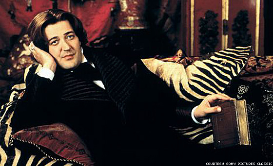 Stephen Fry: Best Actor for his work as Oscar Wilde in Wilde — A beloved household name in the U.K., the gay Fry was widely acclaimed for evoking every nuance of the legendary flamboyant writer and raconteur Oscar Wilde. Fry tosses off Wilde’s bons mots with flair to spare, yet also effortlessly conveys such tender yearning for his younger, aristocratic lover Bosie (Jude Law) that his inevitable downfall is rendered painful to witness.