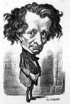berlioz. Artist: Étienne Carjat published in Le Diogène, 12 February 1857. A flamboyant manner, and flamboyant music made Berlioz and apt subject for satirists.