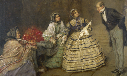 ''The painting above depicts the presentation of the first suffrage petition by Emily Davies and Elizabeth Garrett Anderson to John Stuart Mill in Westminster Hall. Mill was a supporter of women’s suffrage, and used the petition in parliament to move for the amendment of the 1832 Reform Act, which restricted women’s right to vote. Parliament rejected the petition, but campaigners for women’s suffrage continued their fight.'' Bertha Newcombe artist.