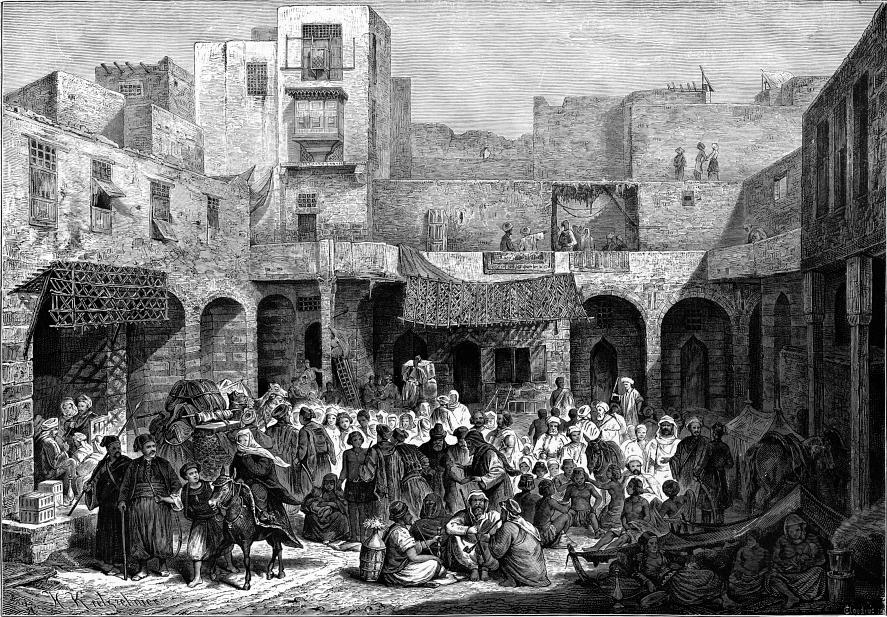 'Slave Market In cairo'', drawing from Ebers Voll (?), 1878.