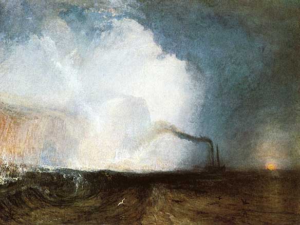 turner22 Turner. hoocher.com ''The first American to buy a Turner painting was James Lenox of New York City, a private collector, Lenox wished to own a Turner and in 1845 bought one unseen through an intermediary, his friend C. R. Leslie. From among the paintings Turner had on hand and was willing to sell for £500, Leslie selected and shipped the 1832 atmospheric seascape 'Staffa, Fingal's Cave'. Worried about the painting's reception by Lenox, who knew Turner's work only through his etchings, Leslie wrote Lenox that the quality of Staffa, "a most poetic picture of a steam boat" would become apparent in time. Upon receiving the painting Lenox was baffled, and "greatly disappointed" by what he called the painting's "indistinctness". When Leslie was forced to relay this opinion to Turner, Turner said "You should tell Mr. Lenox that indistinctness is my fault." Staffa, Fingal's Cave is currently owned by the Yale Center for British Art, New Haven, Connecticut.''
