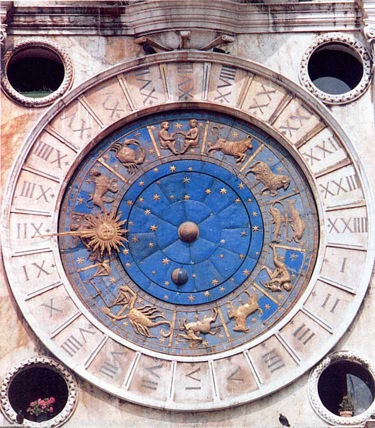 Clock. Venice. ''The clock was first installed 500 years ago, and has seen many changes and restorations in its time. In the 1850s an illuminated digital display was added for telling the time at night. ''