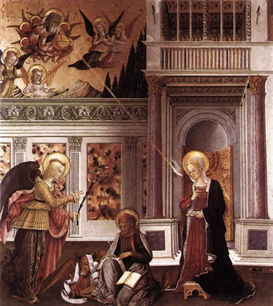 Subject: Annunciation Artist: Benedetto Bonfigli (1425-1496) Date: Late XV century Location: Galleria Nazionale dell'Umbria, Perugia, Italy