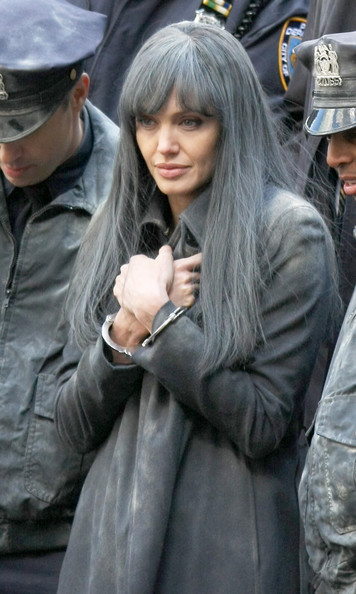 Angelina Jolie on the set of Salt