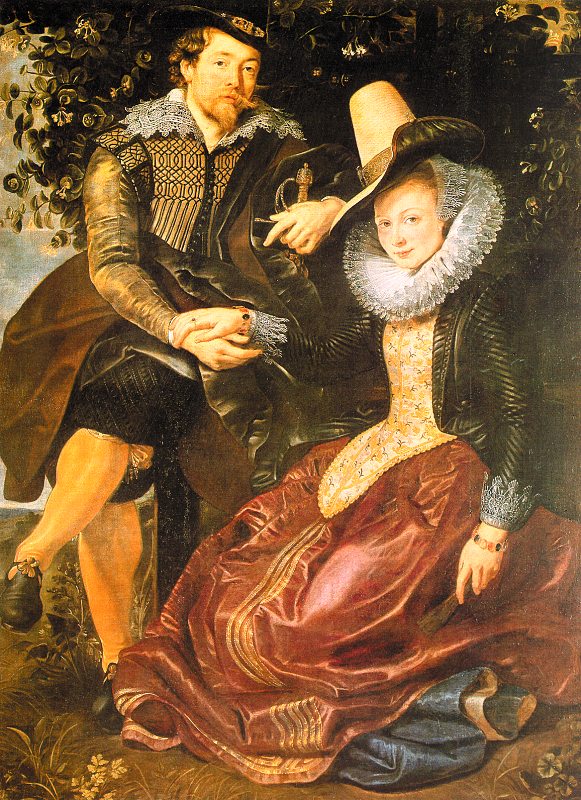 Rubens. The Artist and his Wife Isabella Brandt in the Honeysuckle Bower. 1609. He lost Isabella in 1626, after seventeen years of marriage. Of her, he wrote, ''She had no capricious moods, and no feminine weaknesses, but was all goodness and honesty."