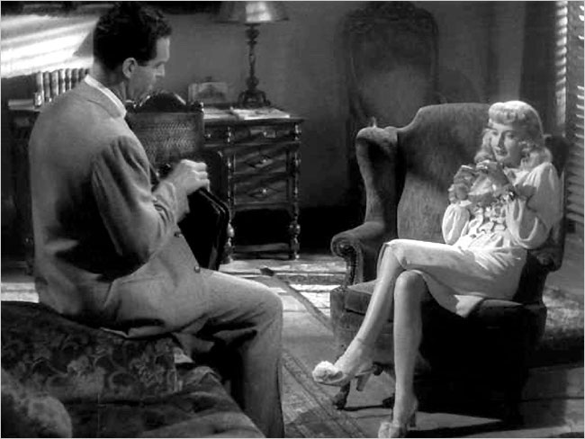 Fred MacMurray and Barbara Stanwyck in Billy Wilder’s “Double Indemnity” (1944).	 	