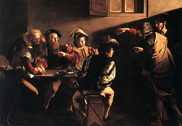 "The Calling of Saint Matthew is not Caravaggio's most well-known painting, and perhaps not even his best. But is is arguably his most revolutionary work. He painted it in 1600, a few years after he started with depicting religious scenes. Not only its superb use of light and shadow is remarkable, it caused quite a stir in early 17th century Italy, because Caravaggio showed through this painting that the mystery of God and His Calling can be set in common situations, such as a tax collectors office.  This work can be visited in Rome, in the San Luigi dei Francesi church."