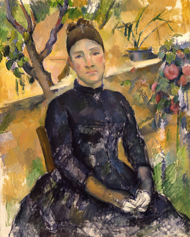 Cezanne's later work with clear colors and a light touch. Madame Cezanne in the Conservatory. 1890 