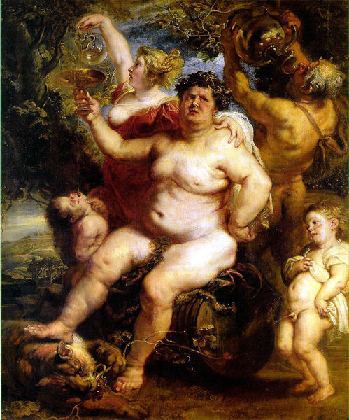 rubens41 "Art began with fat people. The Venus of Willendorf carved in limestone is 24,000 years ago. Among painters, Rubens stands out, which is where the complimentary adjective, Rubenesque, came from, although it doesn't apply to his men. His fat women are voluptuous, while their fat male companions are dim or funny in a Falstaffian vein."