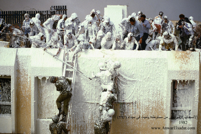 Settlers of Yamit Repelling Soldiers with Soap