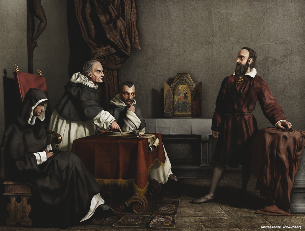 --- Galileo facing the Roman Inquisition a 3d reproduction of a famous painting by Cristiano Banti, where Galileo Galilei is facing the roman inquisition; modeling and rendering done in Lightwave, postprod in photoshop ---Read More:http://www.0nd.org/Projects-Galileo-facing-the-Roman-Inquisition/