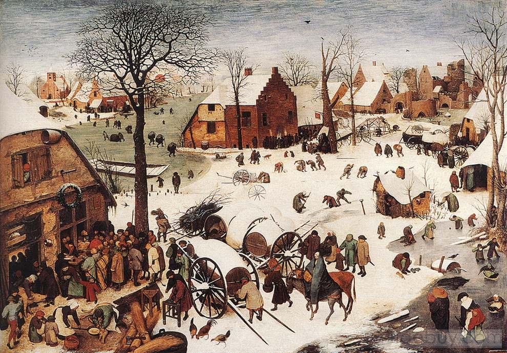 ---Bruegel,Numbering at Bethlehem.---click image for source...
