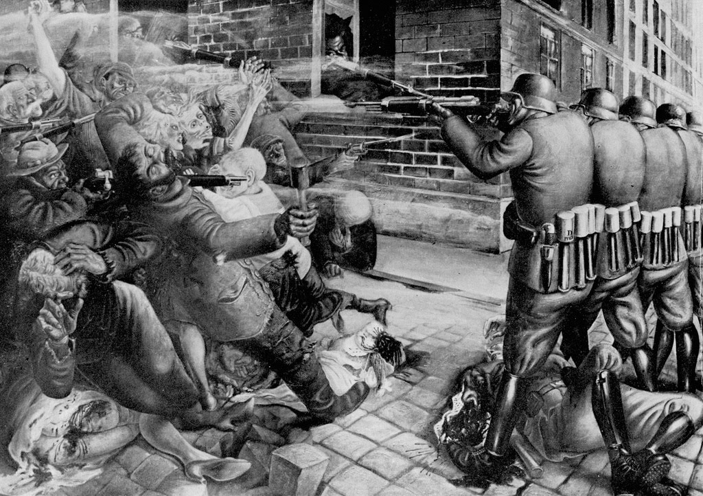 ---Otto Dix, Street Fight, 1927 This painting was destroyed in 1945. ---click image for source...