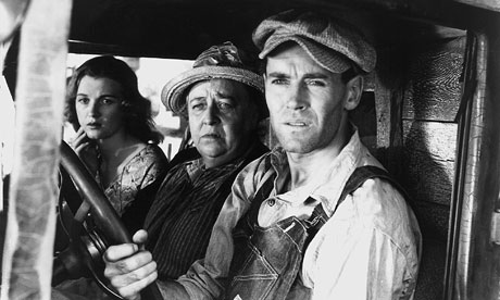 ---Dorris Bowden, Jane Darwell and Henry Fonda in The Grapes of Wrath film (1940) Photograph: Allstar/Cinetext/ I read The Grapes of Wrath in that fierce span of adolescence when reading was a frenzy. I was all but drowned in the pity and anger John Steinbeck evoked for these people, fleeing Oklahoma to seek work but finding nothing save cruelty, violence, the enmity of immoral banks and businesses, and the neglect by the state of its own people in the Land of the Free. The novel was published in 1939 and delivered a shock to the English reading world.---click image for source...