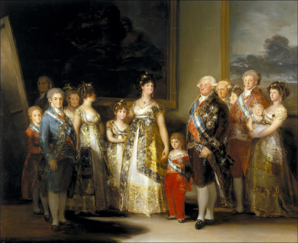 ---1800-1801 La familia de Carlos IV by Francisco José de Goya y Lucientes (Prado) alta resolucion Previous Next List Maria Luisa is the old hag in the center and Carlos IV is the fellow to her right that seems intellectually challenged in this Goya family portrait. ----click image for source....