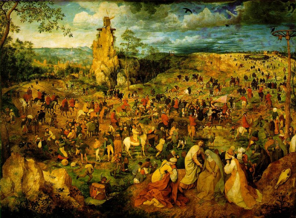 ---The Procession to Calvary (1564), Pieter the Elder Brueghel Religious and spiritual pilgrimages are a universal of human experience. They may be most familiar to readers here in their Abrahamic forms, but pilgrimages were part of pre-Abrahamic worship in Egypt, and are a feature of Dharmic religions as well. Aboriginal peoples the world over have a notion of pilgrimage, and spiritual retreats or wanderings.---click image for source...