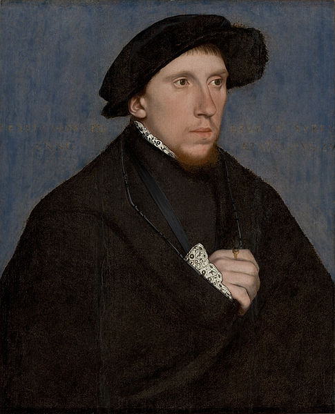 Henry Howard Earl of Surrey.by Hans Holbein the Younger. The ambitious young earl lost his head, literally as well as figuratively, when he rashly displayed the royal emblem on his coat of arms. Image:WIKI