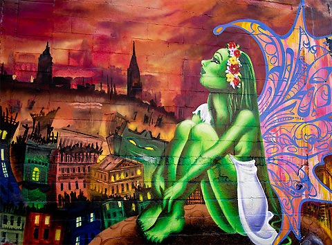 ---Being female and involved in the graffiti and street art culture, the beautiful and talented Lady Pink is one of my most inspirational female artists. Born in Ecuador and raised in New York, she started writing graffiti in 1970 and was one of the only females involved in the scene at the time.---click image for source...