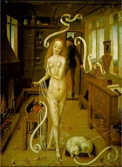 ---medeaval painting of a witch preparing a love philter - Flemish School---click image for source...