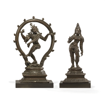 ---Christies: Two small bronze figures of Shiva Nataraja and Parvati SOUTH INDIA, CHOLA PERIOD, 13TH/14TH CENTURY click image for source...