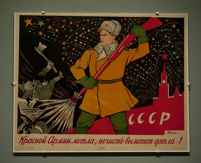 ---"The Red Army Broom Will Sweep Away The Scum," 1943 by artist Viktor Deni, on display with "Windows on the War, Soviet TASS Posters at Home and Abroad, 1941-1945," ---click image for source...