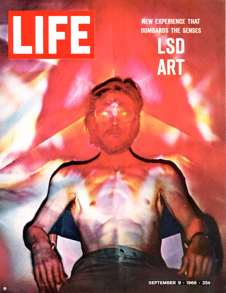 ---Image from the cover of LIFE magazine, September 9, 1966, accompanied by the headline, "New Experience That Bombards the Senses: LSD Art." Read more: http://life.time.com/culture/life-photos-from-an-lsd-inspired-art-show-1966/#ixzz2cbISYydp---