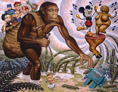 Todd Schorr:THE HUNTER GATHERER acrylic on canvas, 1998 30" X 40" click image for source...