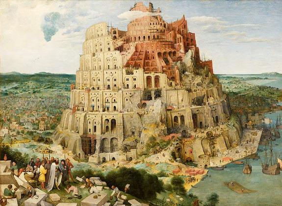 ---The idea of a universal human language goes back at least to the Bible, in which humanity spoke a common tongue, but were punished with mutual unintelligibility after trying to build the Tower of Babel all the way to heaven. Now scientists have reconstructed words from such a language. Credit: Pieter Brueghel the Elder (1526/1530–1569)---click image for source...
